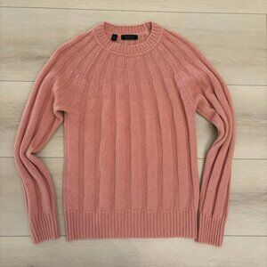 Saks Fifth Avenue Pink Rosette Wide Ribbed Dolman Sleeve Cashmere Sweater